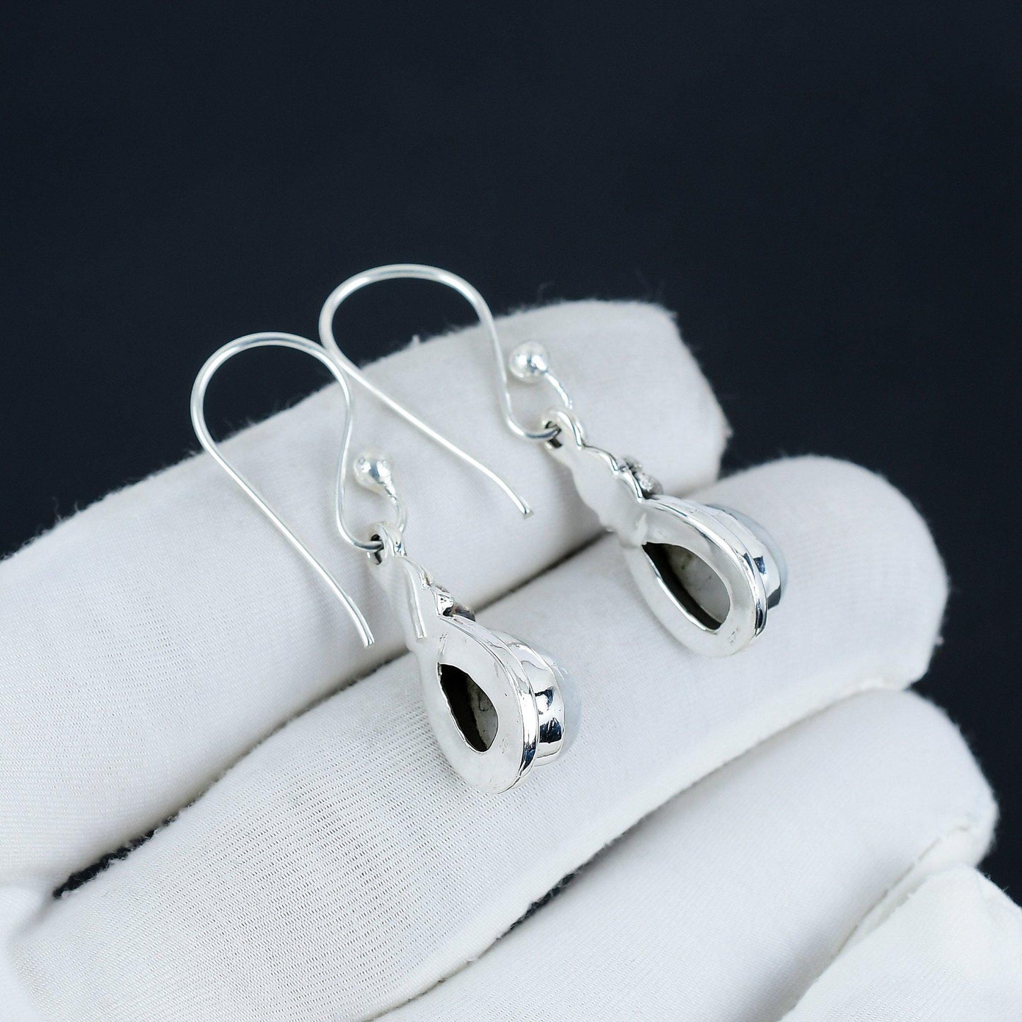 Rainbow Moonstone Gemstone Silver Earrings