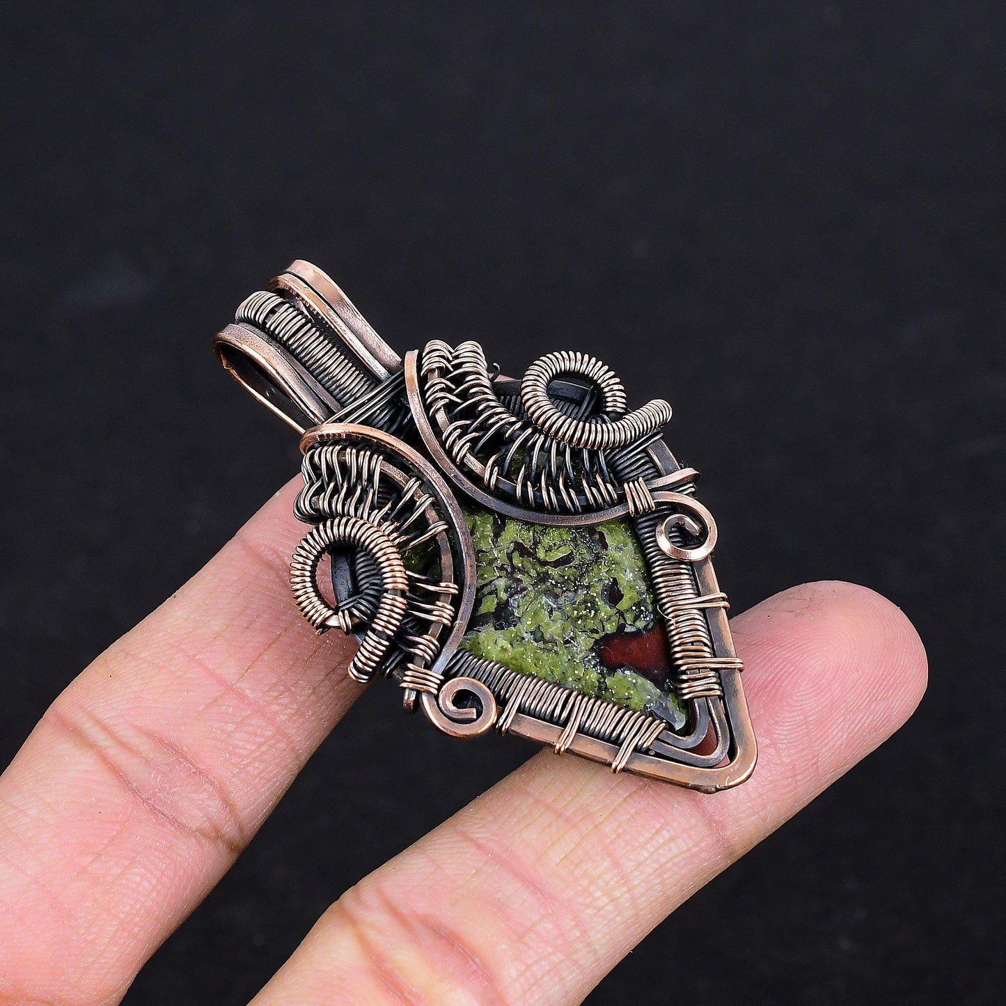Green Bloodstone Gemstone Pendant