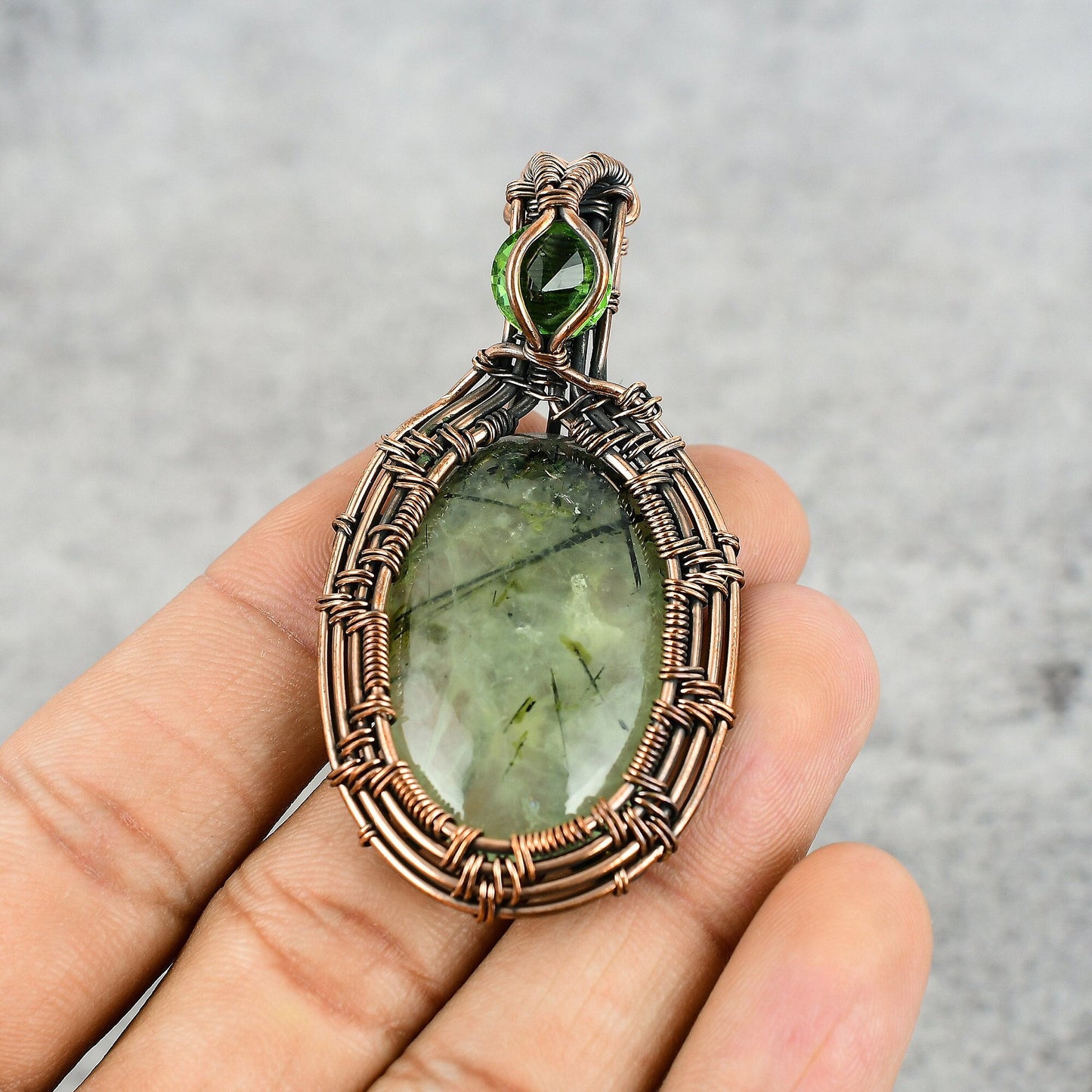 Green Prehnite Gemstone Pendant