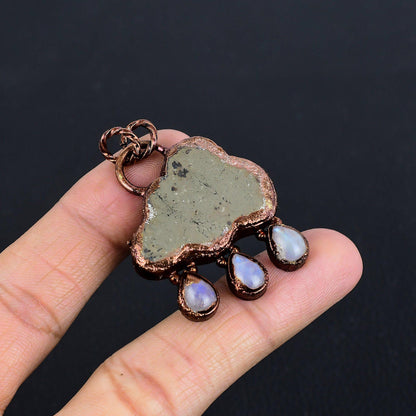 Golden Pyrite Moonstone Gemstone Pendant