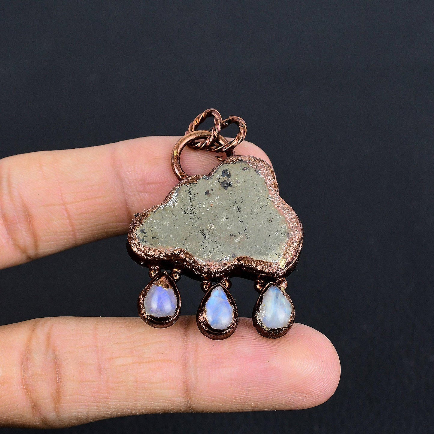 Golden Pyrite Moonstone Gemstone Pendant