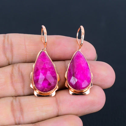 Kashmiri Red Ruby Gemstone Earrings