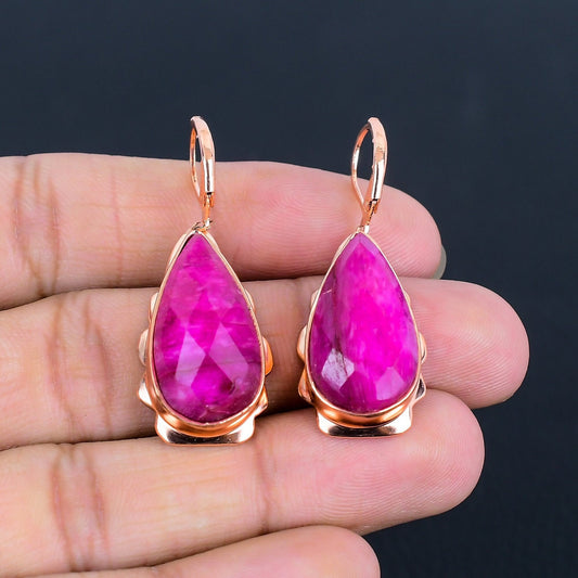 Kashmiri Red Ruby Gemstone Earrings