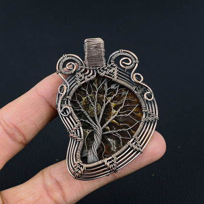 Copper Ammonite Gemstone Pendant
