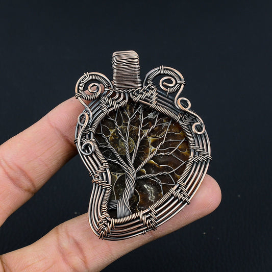 Copper Ammonite Gemstone Pendant