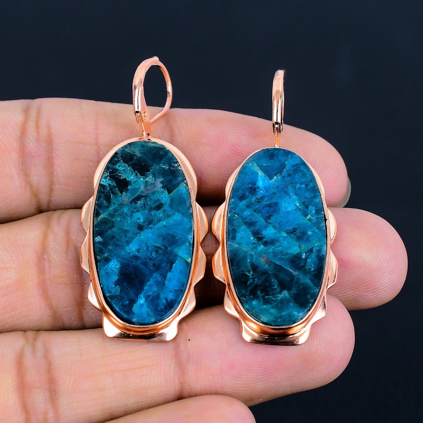 Neon Blue Apatite Gemstone Earrings