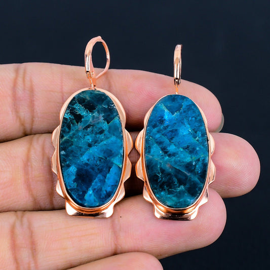 Neon Blue Apatite Gemstone Earrings