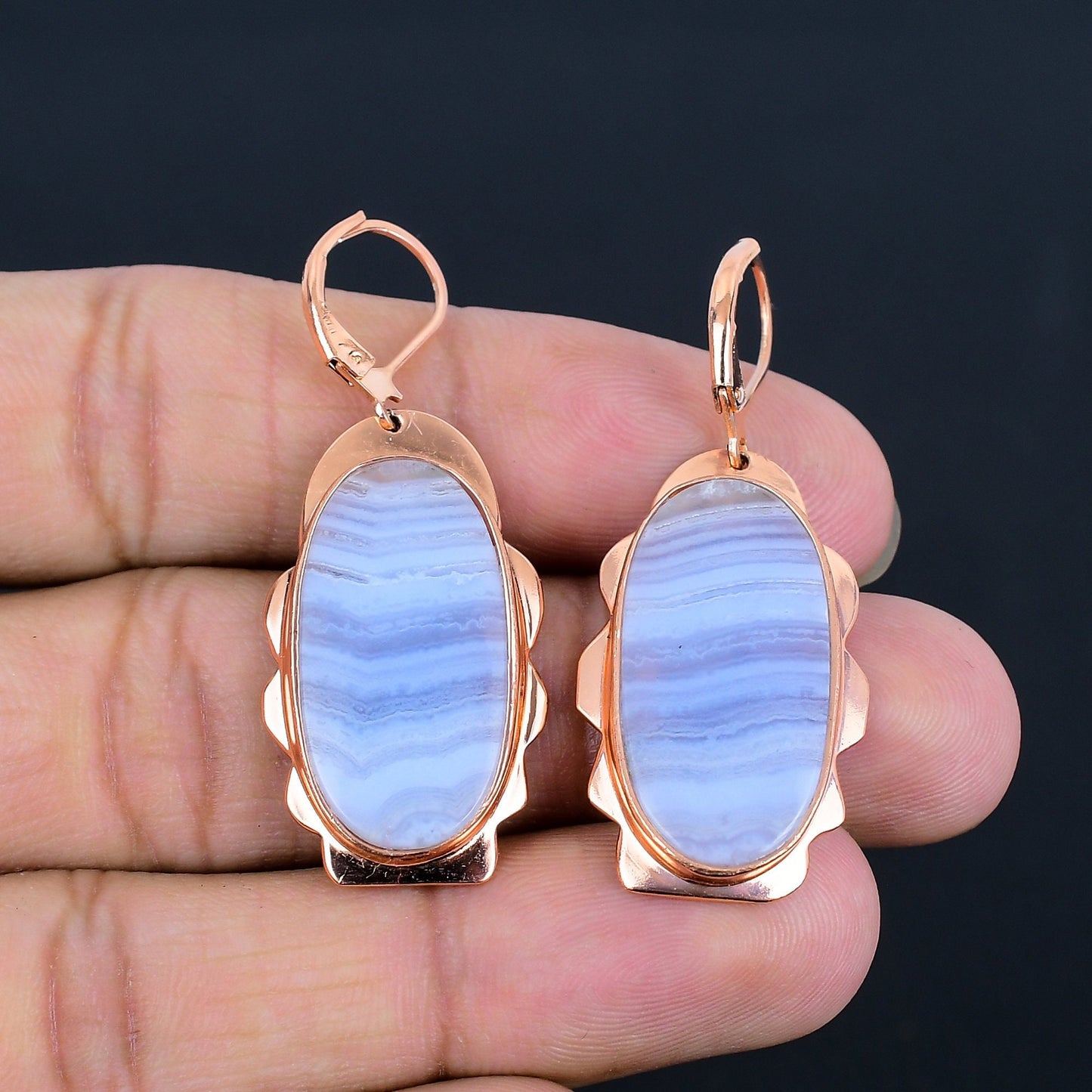 Blue Lace Agate Gemstone Earrings