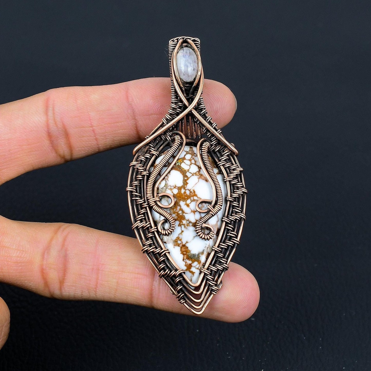 Brown & White Wild Horse Gemstone Pendant
