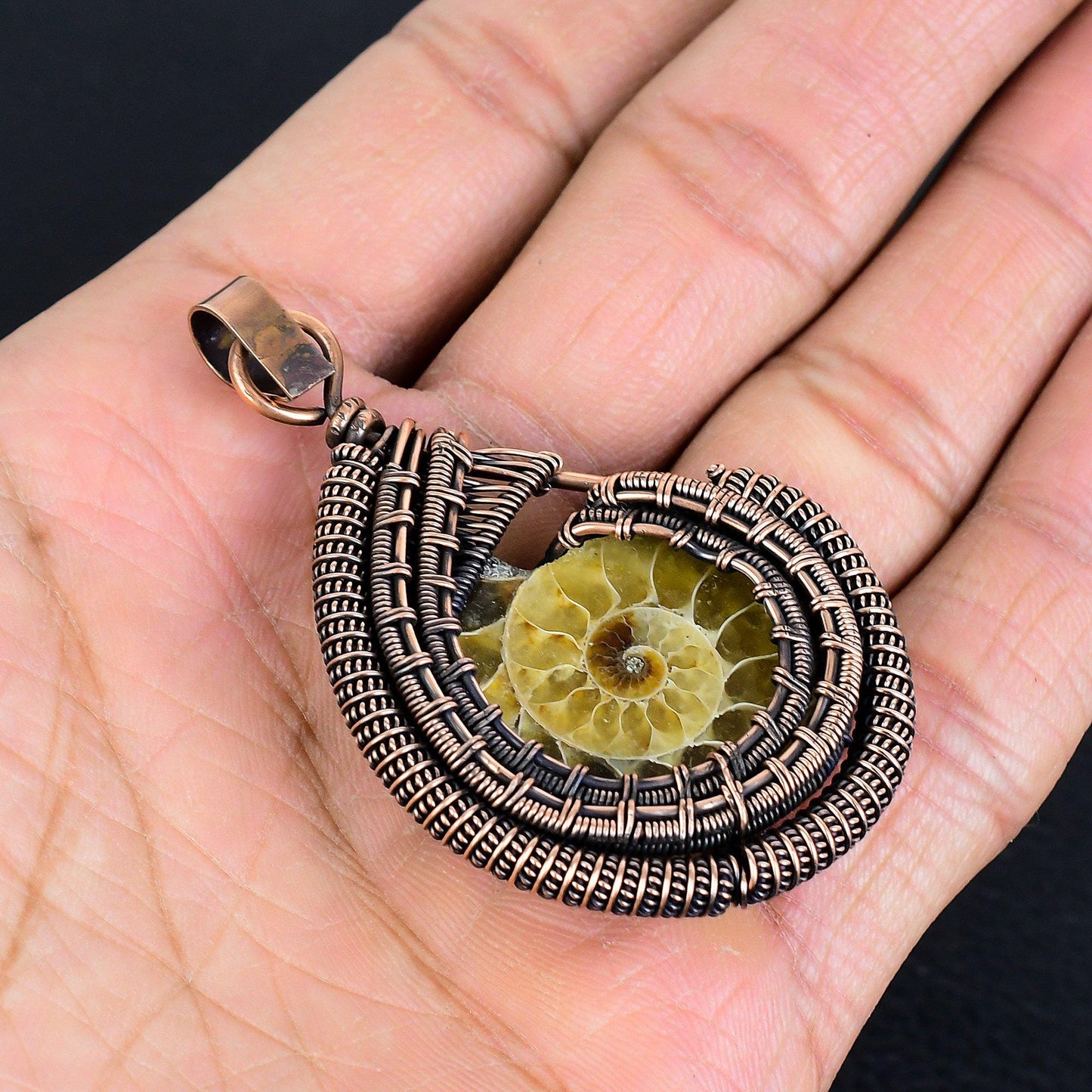 Brown Ammonite Gemstone Pendant