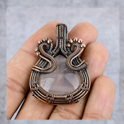 Pink Rose Quartz Gemstone Pendant