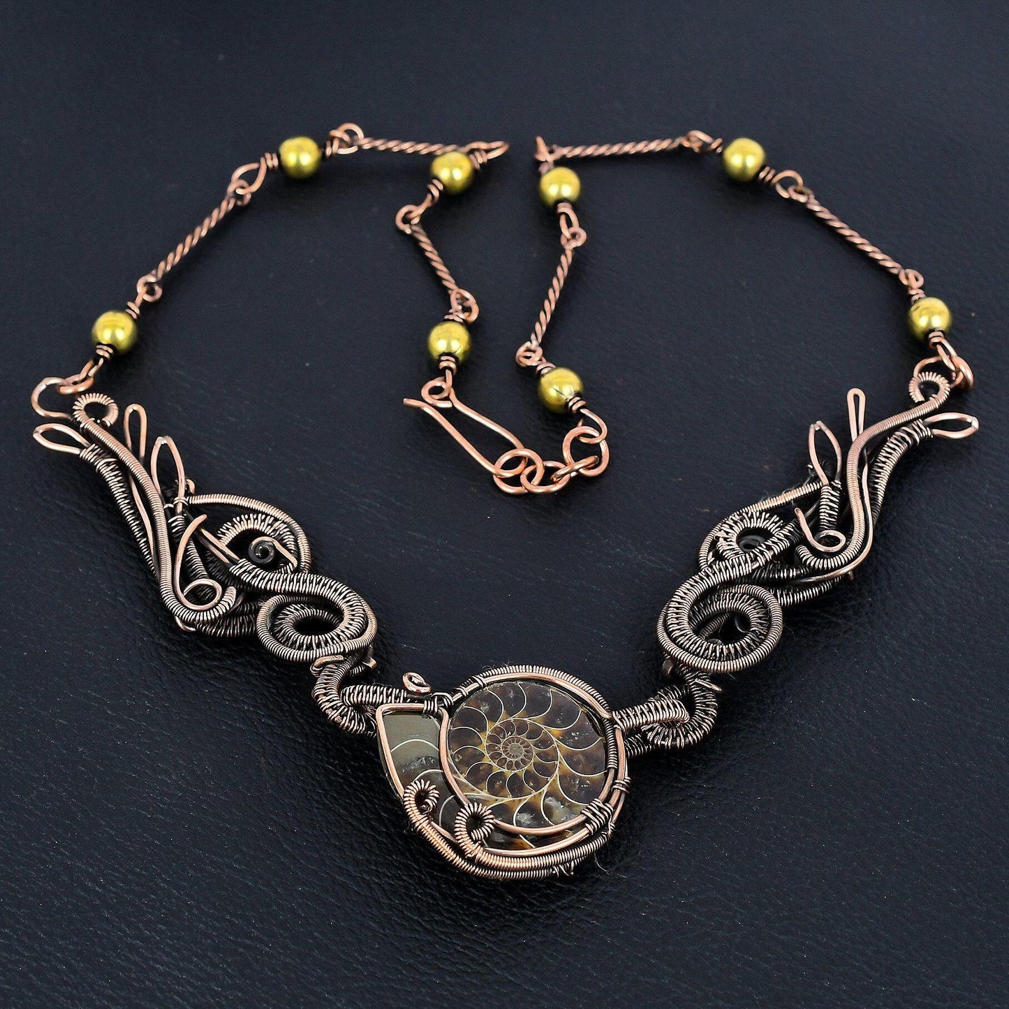 Brown Ammonite Gemstone Necklace