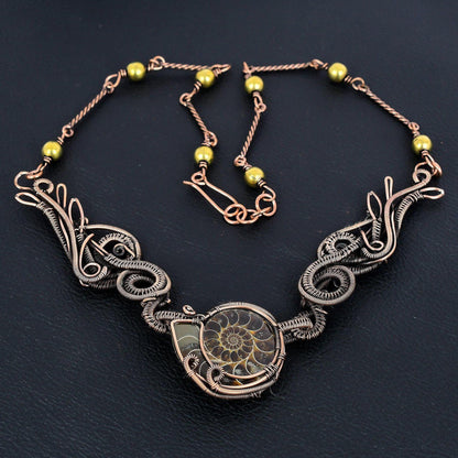 Brown Ammonite Gemstone Necklace