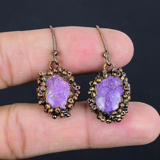 Purple Purpurite Gemstone Earrings