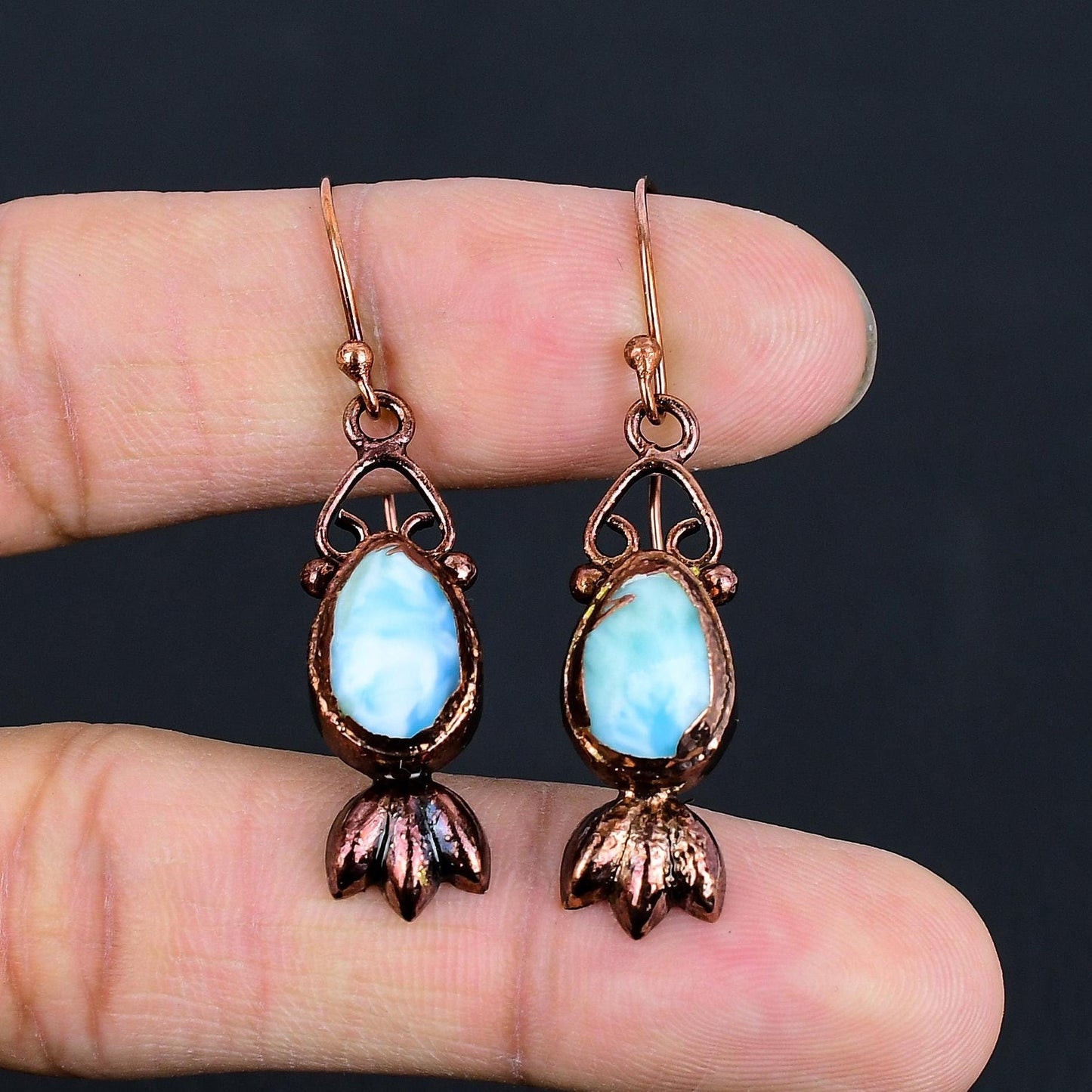 Blue Larimar Gemstone Earrings