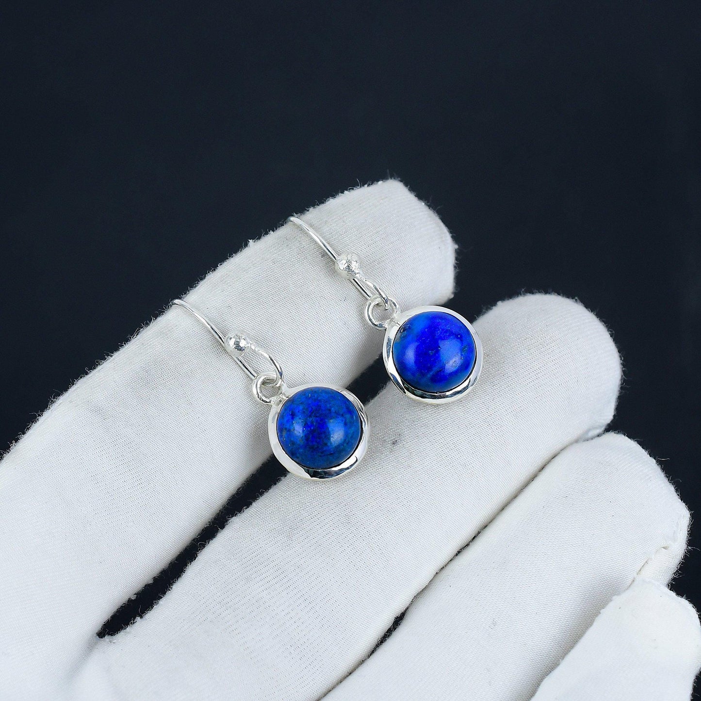 Blue Lapis Lazuli 925 Sterling Silver Earrings