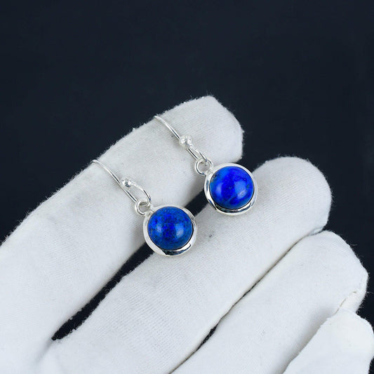 Blue Lapis Lazuli 925 Sterling Silver Earrings