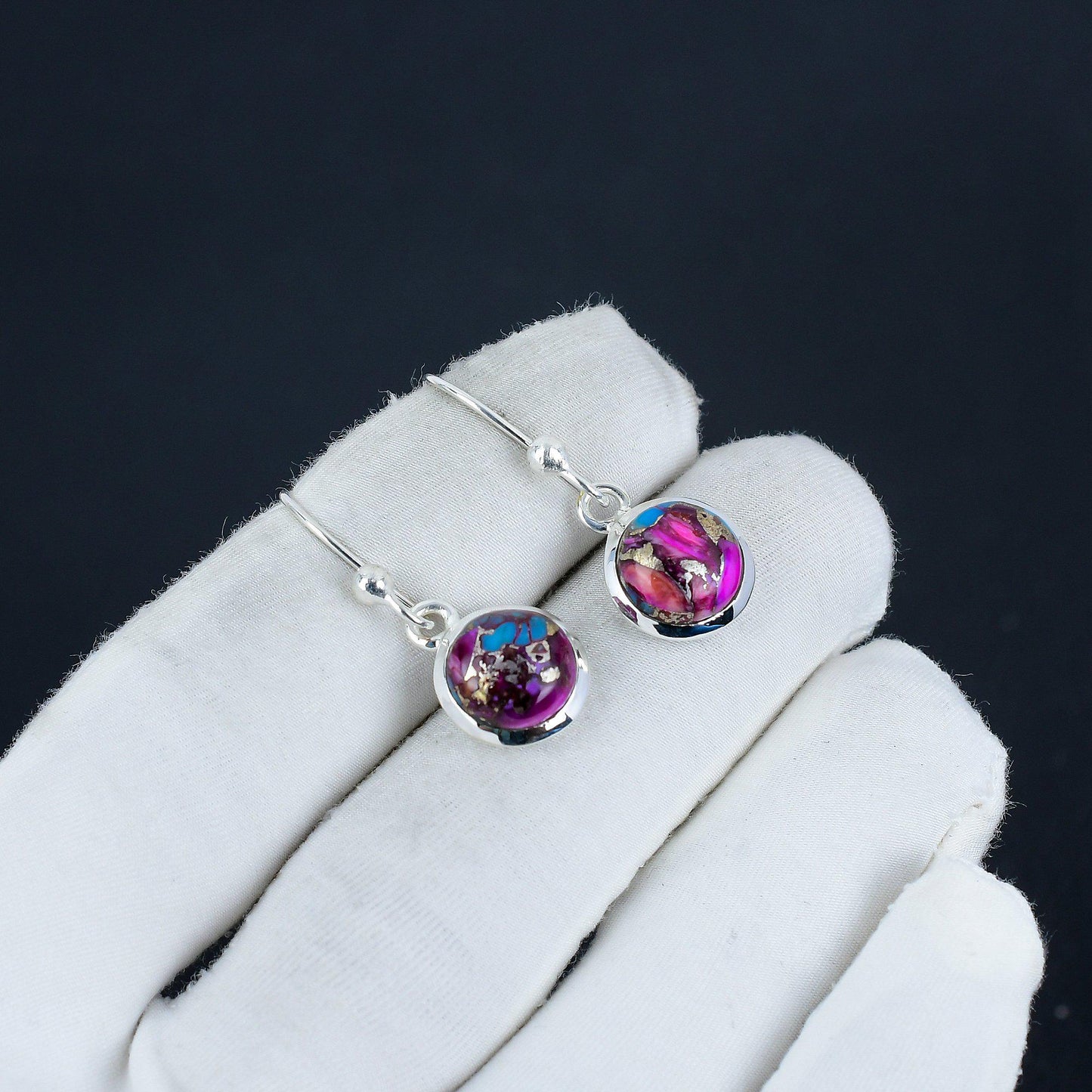 Pink Turquoise Gemstone Earrings
