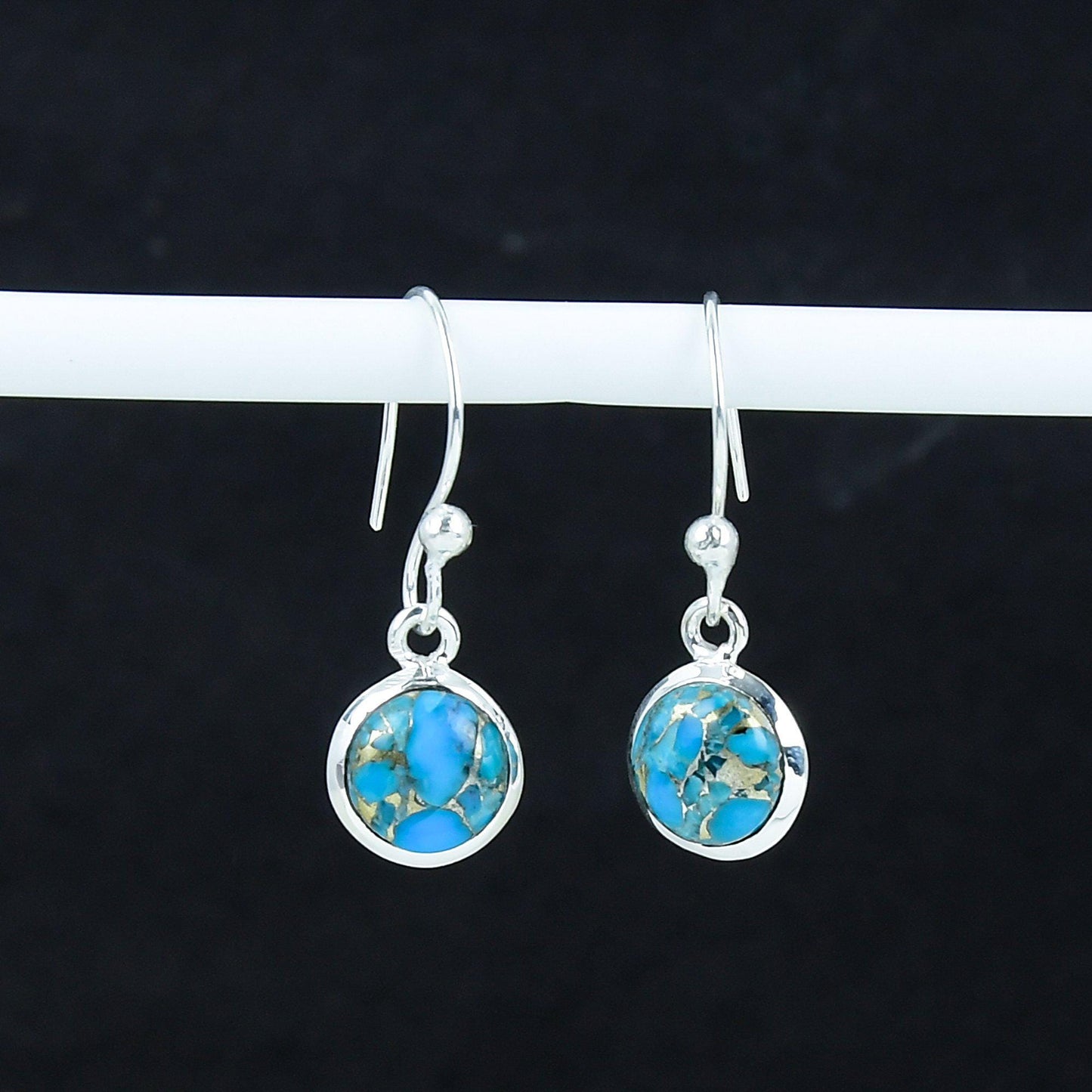 Blue Copper Turquoise Sterling Silver Earrings