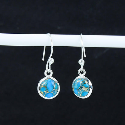 Blue Copper Turquoise Sterling Silver Earrings