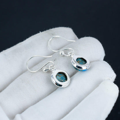 Blue Copper Turquoise Sterling Silver Earrings