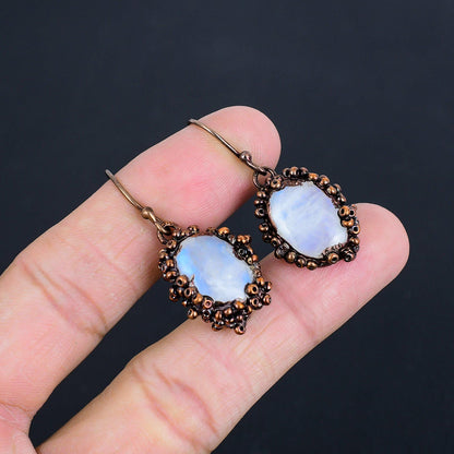 Rainbow Moonstone Gemstone Earrings