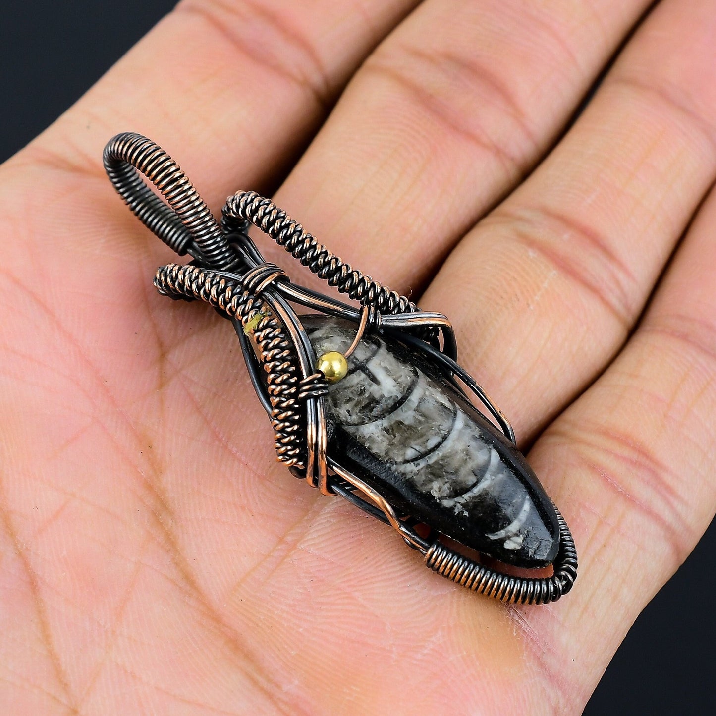 Copper Orthoceras Gemstone Pendant
