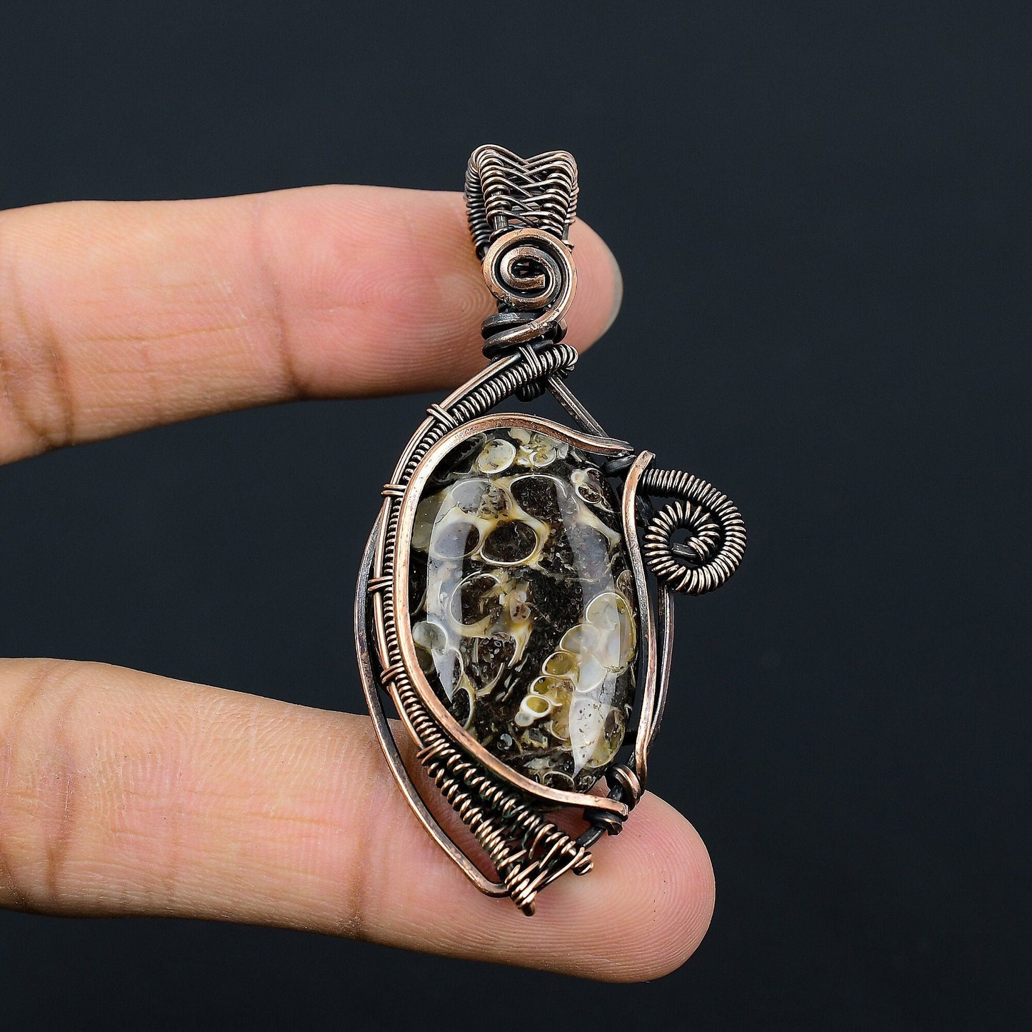 Brown Turritella Agate Gemstone Pendant