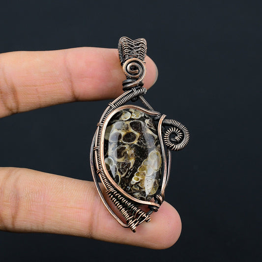 Brown Turritella Agate Gemstone Pendant