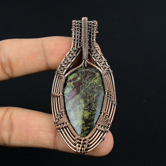 Red-Green Dragon Bloodstone Gemstone Pendant