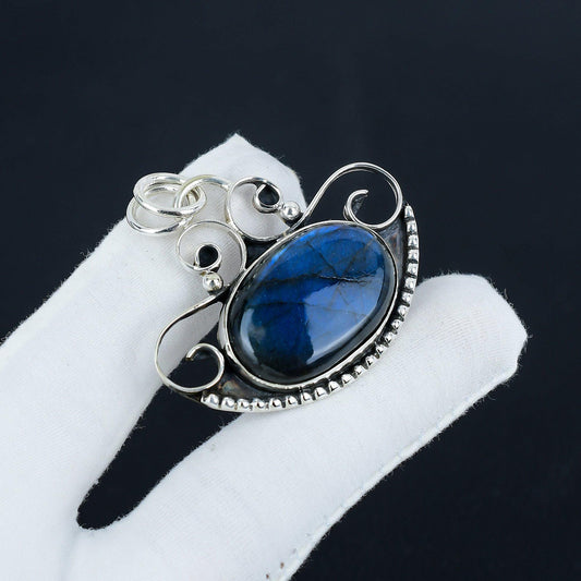 Blue Labradorite Sterling Silver Pendant