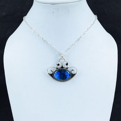 Blue Labradorite Sterling Silver Pendant