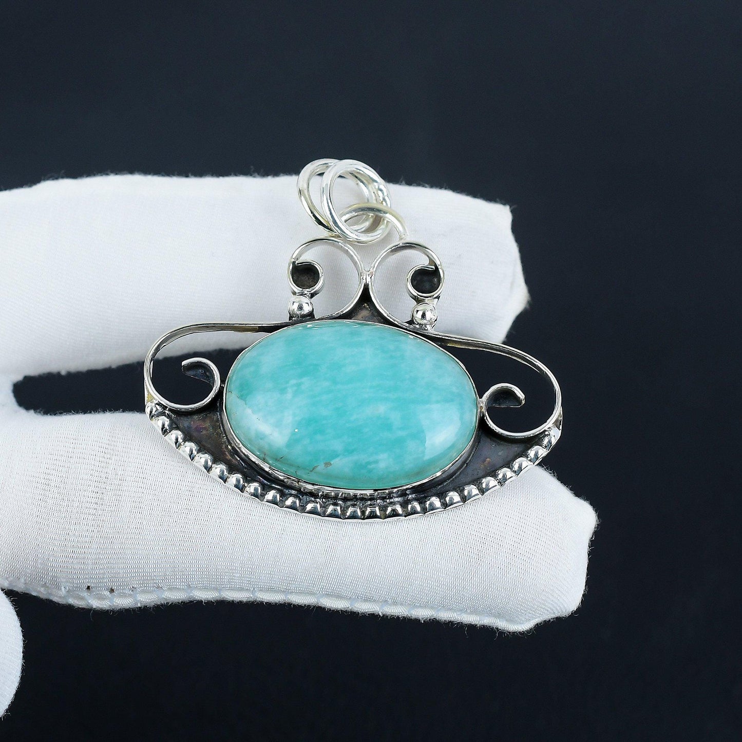 Blue Amazonite Sterling Silver Pendant