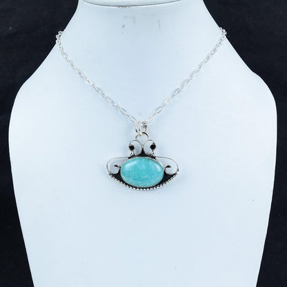 Blue Amazonite Sterling Silver Pendant