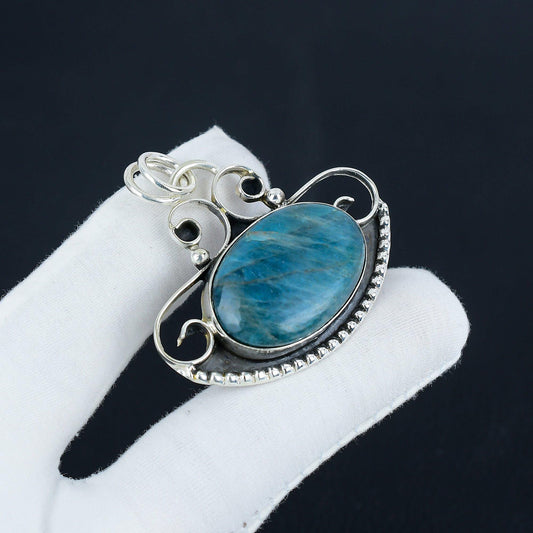 Blue Apatite Sterling Silver Pendant