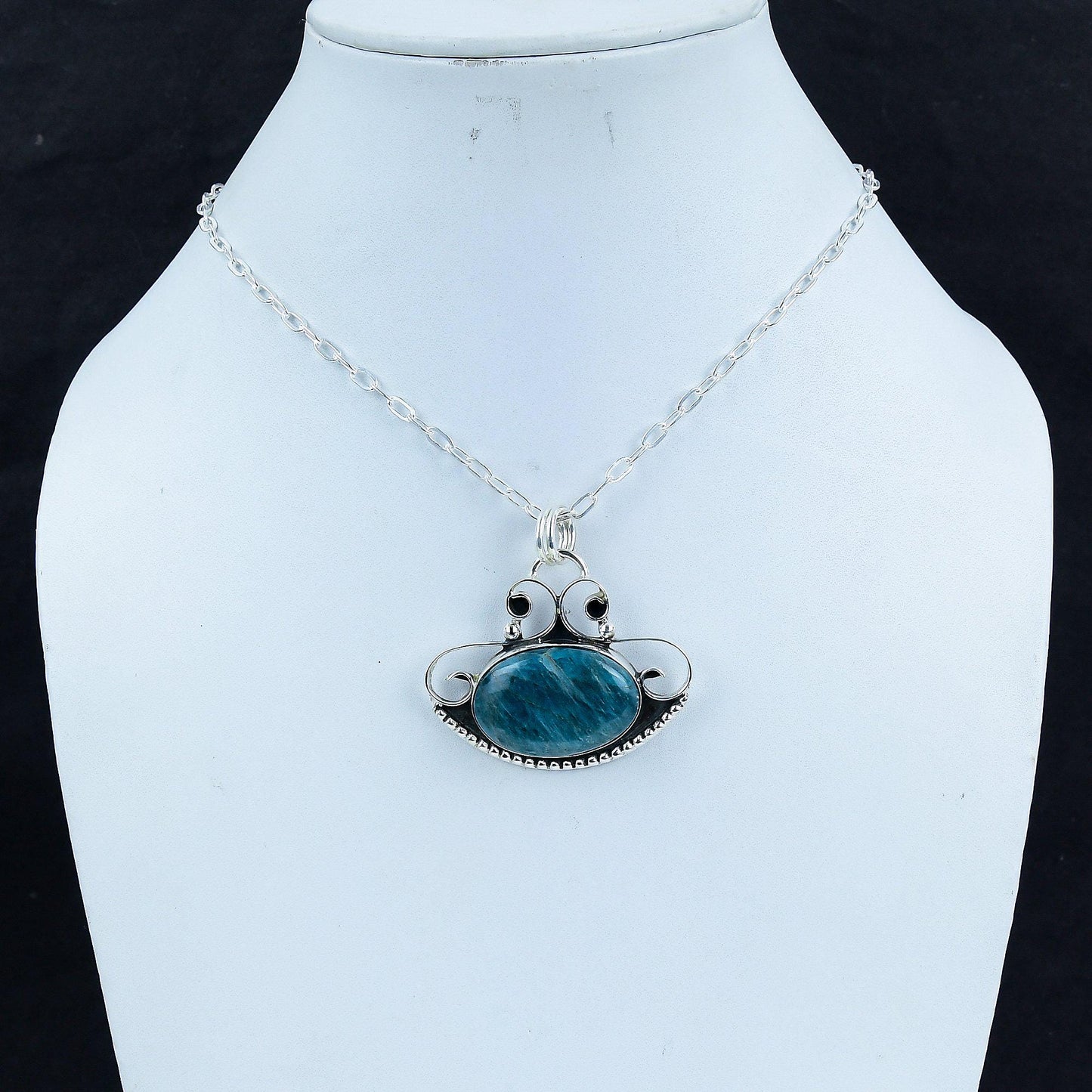 Blue Apatite Sterling Silver Pendant