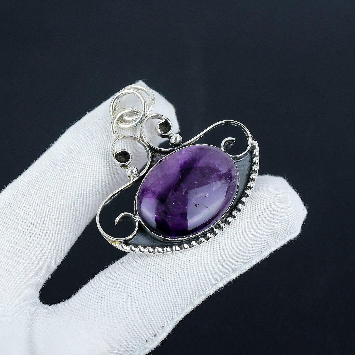 Purple Amethyst Sterling Silver Pendant