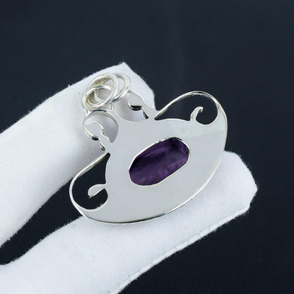 Purple Amethyst Sterling Silver Pendant