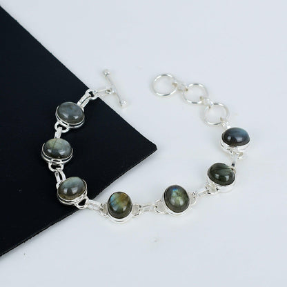 Blue Labradorite Silver Bracelet