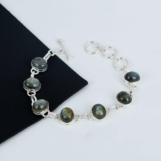Blue Labradorite Silver Bracelet