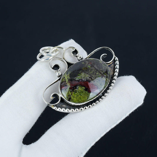 Green & Red Dragon Blood Jasper Gemstone Pendant