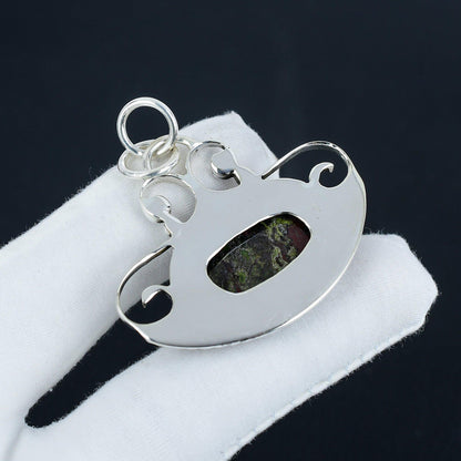 Green & Red Dragon Blood Jasper Gemstone Pendant