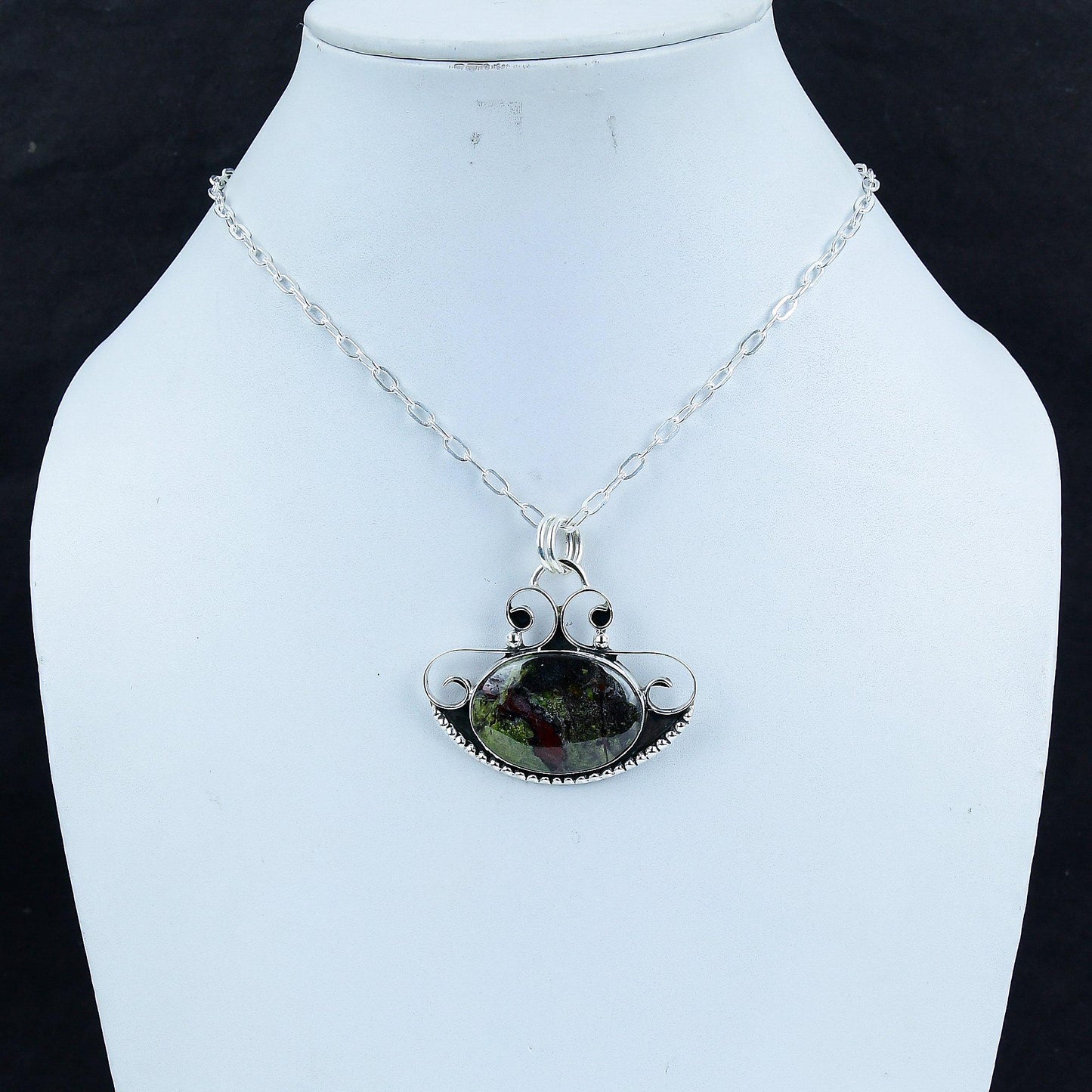 Green & Red Dragon Blood Jasper Gemstone Pendant