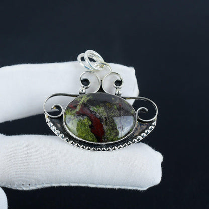 Green & Red Dragon Blood Jasper Gemstone Pendant