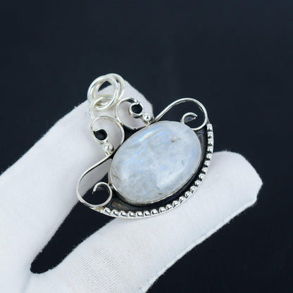 Rainbow Moonstone Silver Pendant