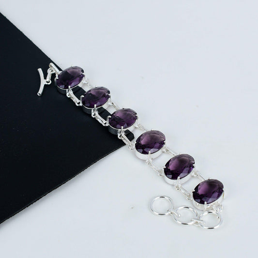 Purple Amethyst Sterling Silver Bracelet