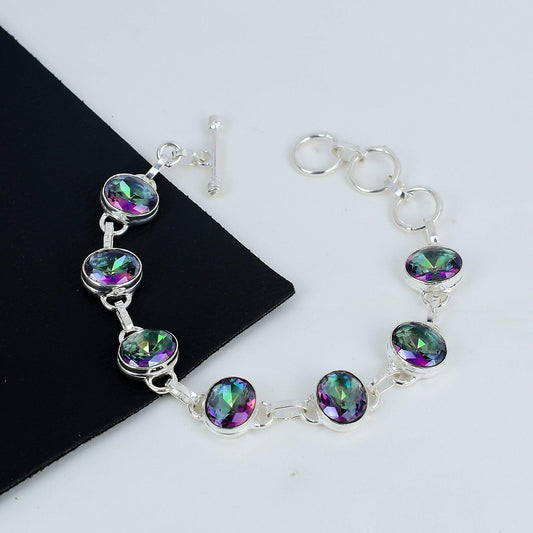 Mystic Rainbow Topaz Sterling Silver Bracelet