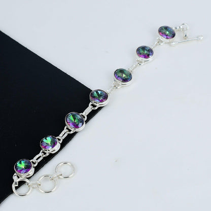 Mystic Rainbow Topaz Sterling Silver Bracelet