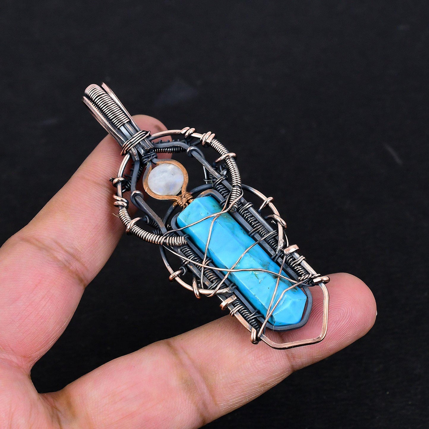 Turquoise Moonstone Gemstone Pendant