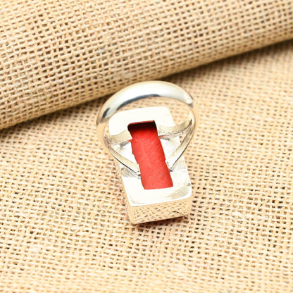 Red Coral Sterling Silver Ring